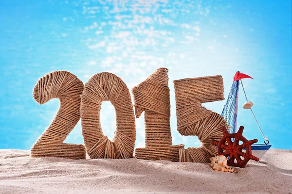 2015 sign on beach sand — Stock Photo, Image