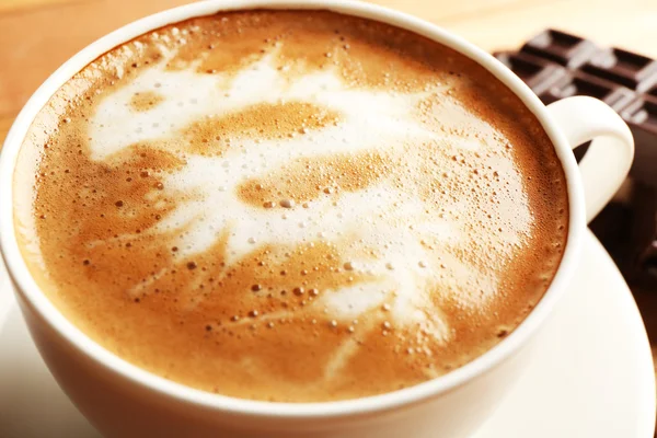 一杯のコーヒー カフェラテ アート、クローズ アップ — ストック写真
