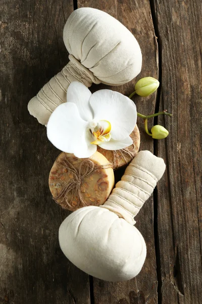 Blooming orchid flower, spa treatment — Stock Photo, Image