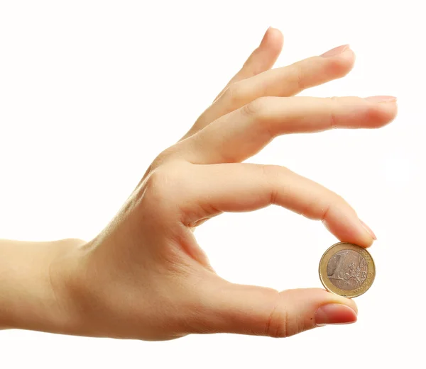 コインで女性の手 — ストック写真