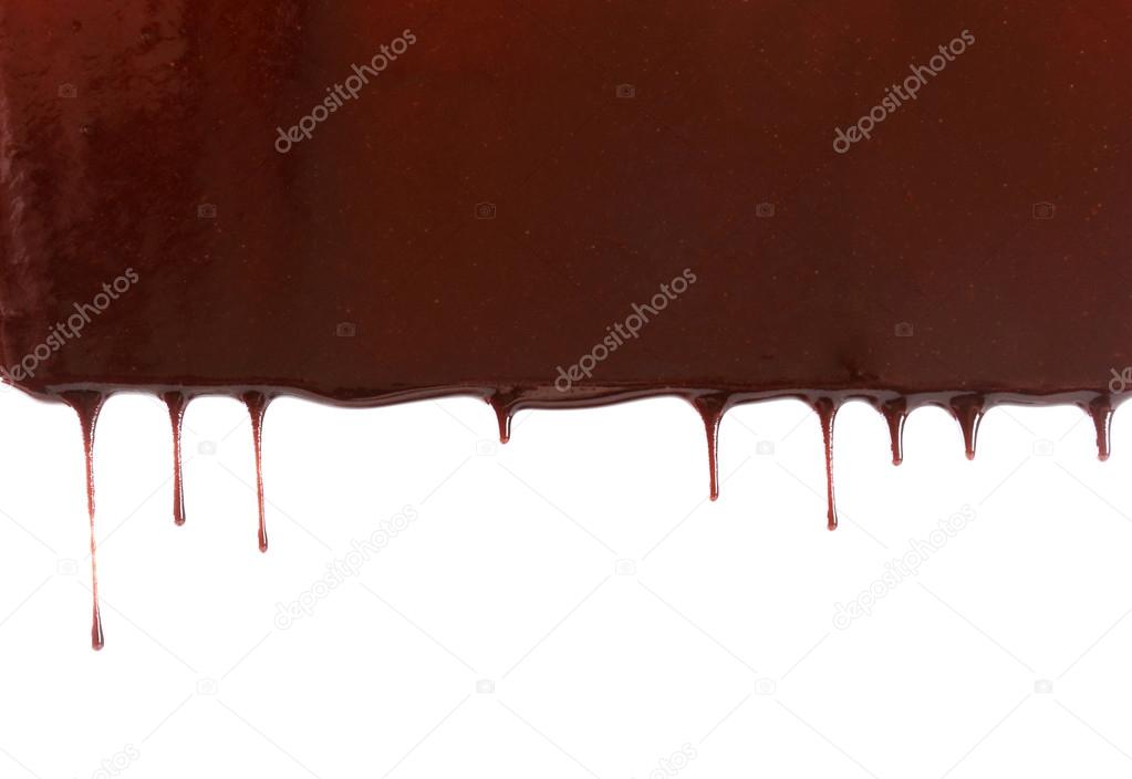 Chocolate stream isolated on white