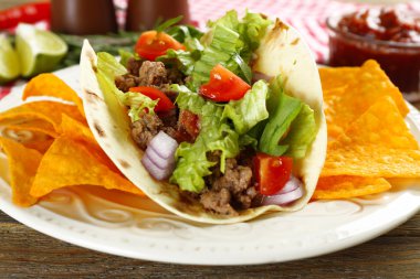 Meksika yemeği Taco plaka