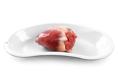 Kalp organ içinde tıbbi metal tepsi