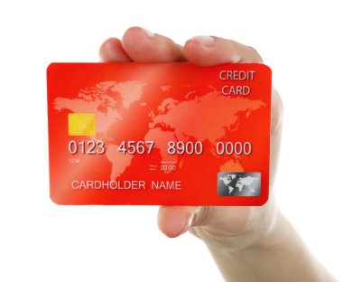 El ele tutuşma kartı, beyazla izole edilmiş.