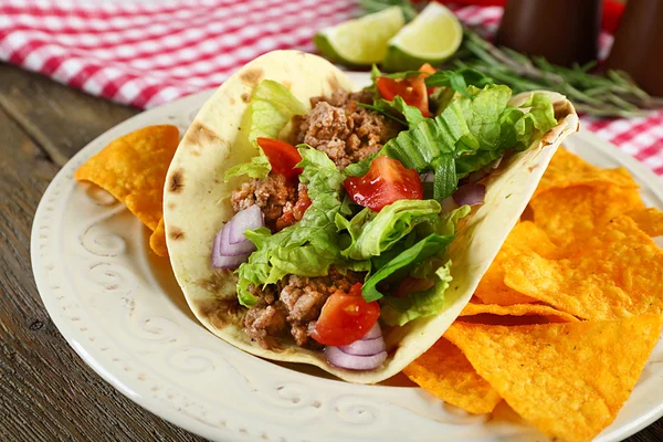 Mexican food Taco in plate — Stock Photo, Image