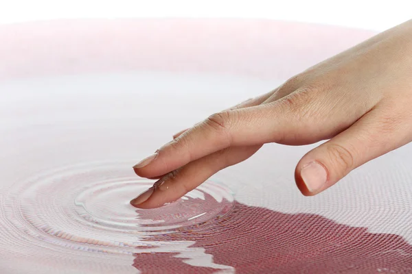 Finger touches water — Stock Photo, Image