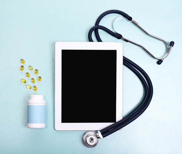 Medical tablet with stethoscope — Stock Photo, Image