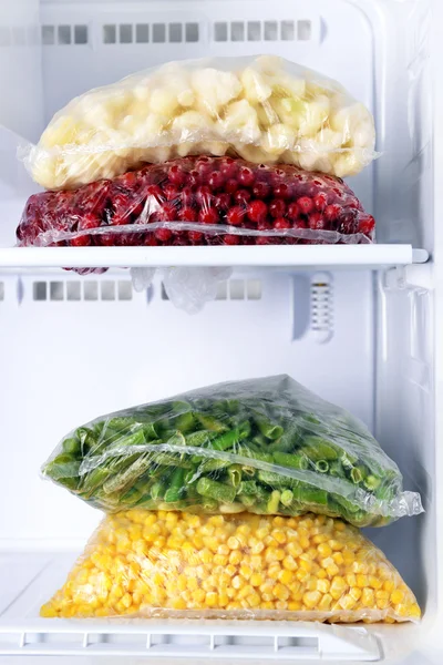 Produtos hortícolas congelados em sacos — Fotografia de Stock