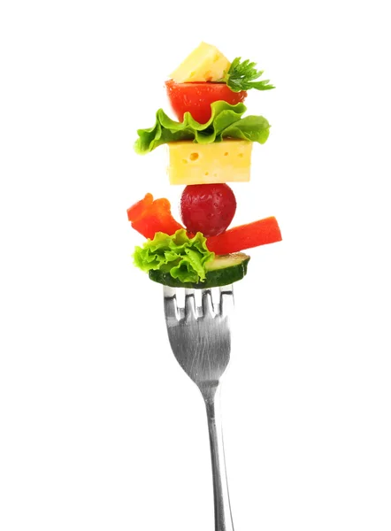 Mellanmål av grönsaker på gaffeln — Stockfoto