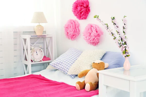 Beautiful pink girls bedroom — Stock Photo, Image