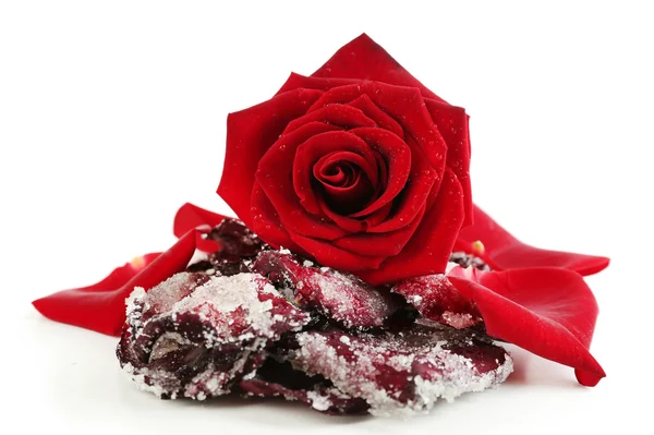 Pétalos de rosas azucaradas caramelizadas — Foto de Stock