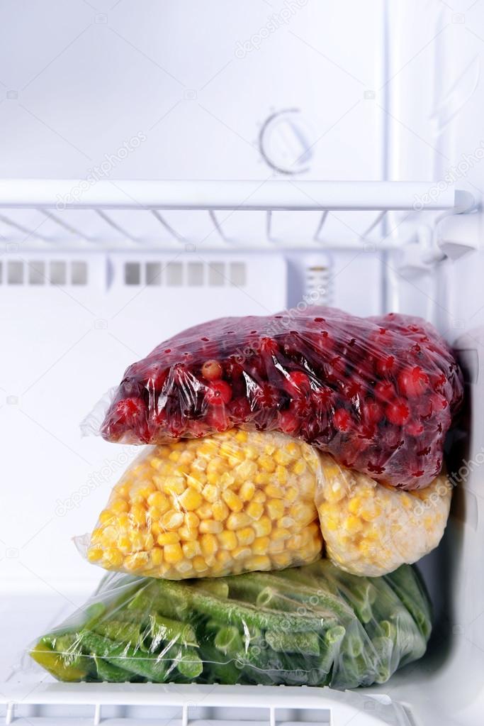 Frozen vegetables in bags