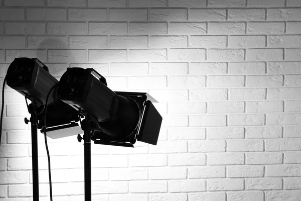 Photo studio with lighting equipment — Stock Photo, Image