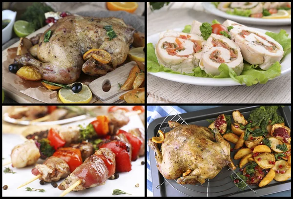 Collage de divers repas avec de la viande — Photo