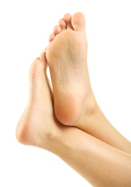 Beyaz arka plan üzerinde izole güzel kadın bacakları