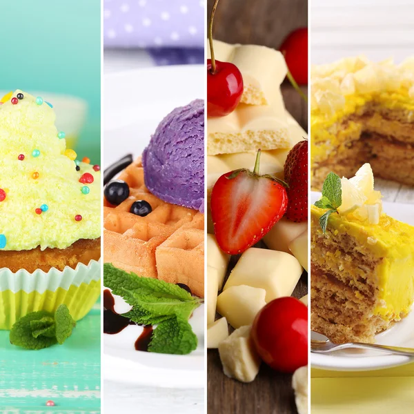 Heerlijke desserts collage — Stockfoto