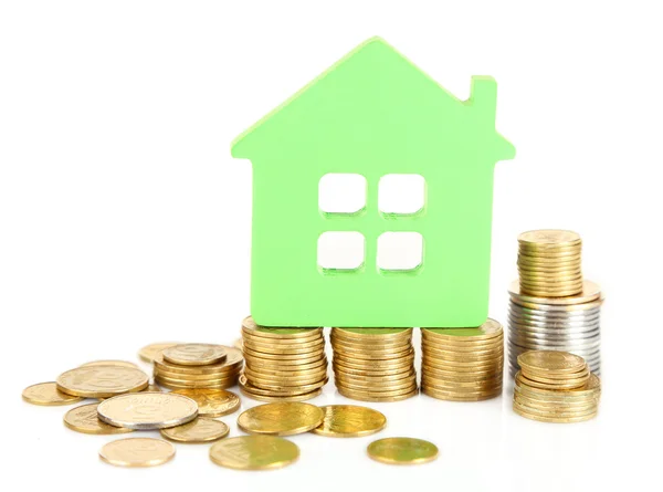 Model of houses with coins — Stock Photo, Image