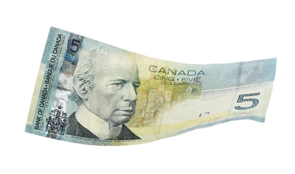 캐나다 5 달러, 흰색 절연 — 스톡 사진