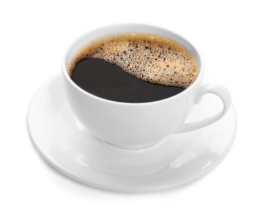 Beyaz üzerine izole edilmiş bir fincan kahve.