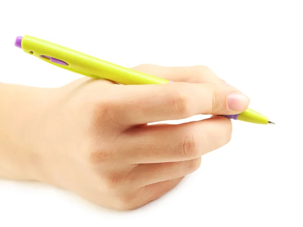 Mano femminile con penna — Foto Stock