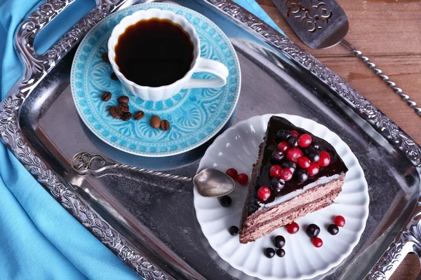 Delicioso bolo de chocolate — Fotografia de Stock