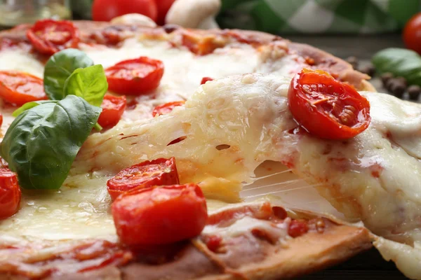 Delicious pizza with cheese — Stock Photo, Image