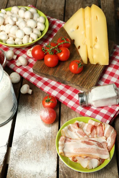 Food ingredients for cooking on table close up — Stock Photo, Image