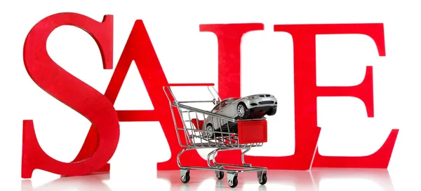 Letters Sale with toy car — Stock Photo, Image