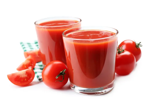 Taze domates suyu gözlük — Stok fotoğraf