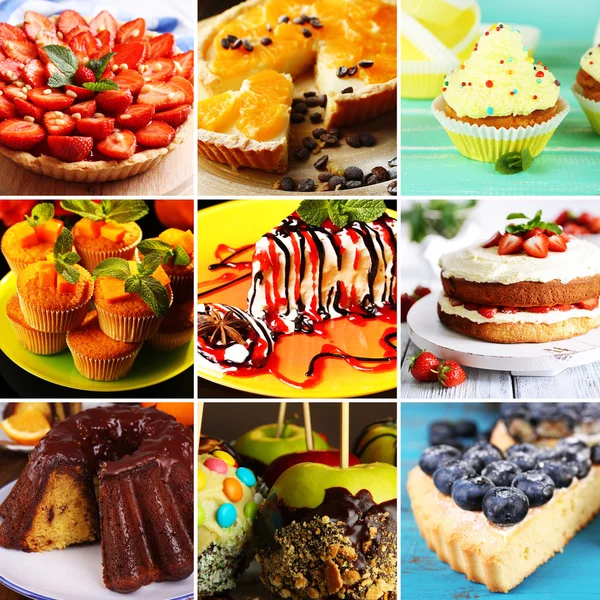 Heerlijke desserts collage — Stockfoto