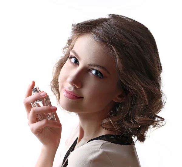 Woman with perfume bottle — Stock Photo, Image