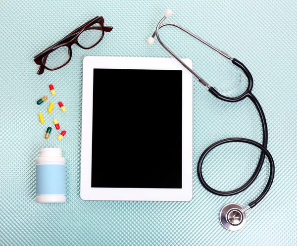 Medical tablet with stethoscope — Stock Photo, Image