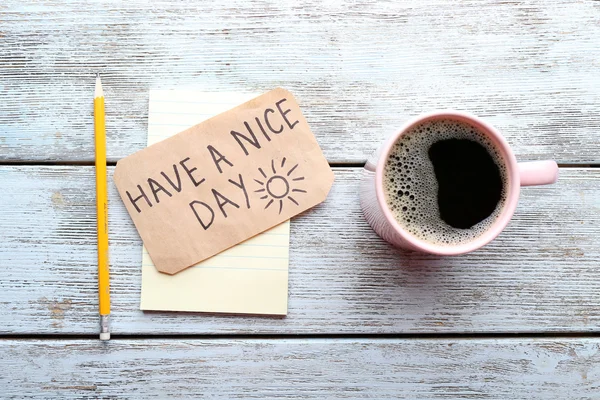 Taza de café y tener un buen día — Foto de Stock