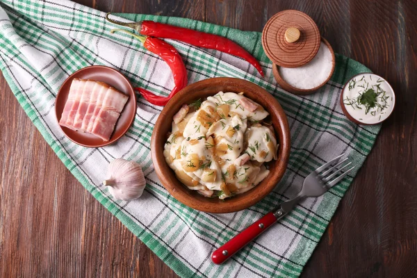 Pierogi smażone z cebulą — Zdjęcie stockowe