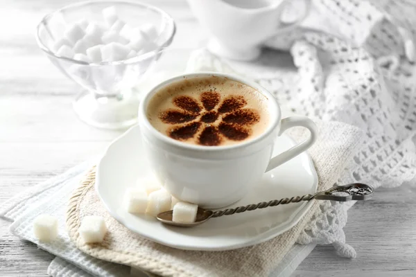 Cup of latte on table — Stock Photo, Image