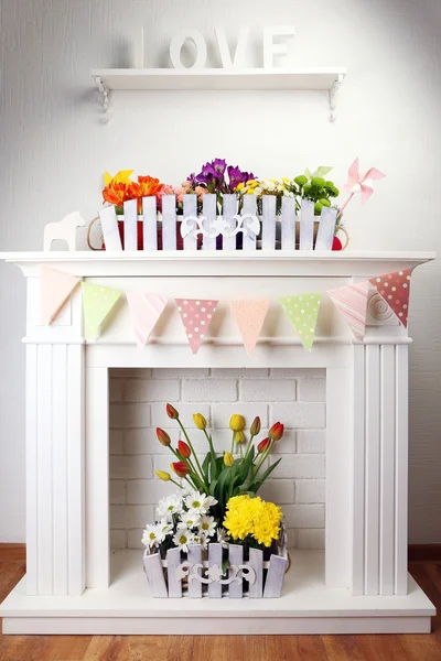 Mooie bloemen in decoratieve bloempot — Stockfoto