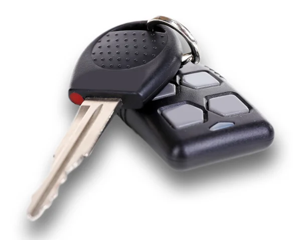 Car key with remote control isolated on white — Stock Photo, Image
