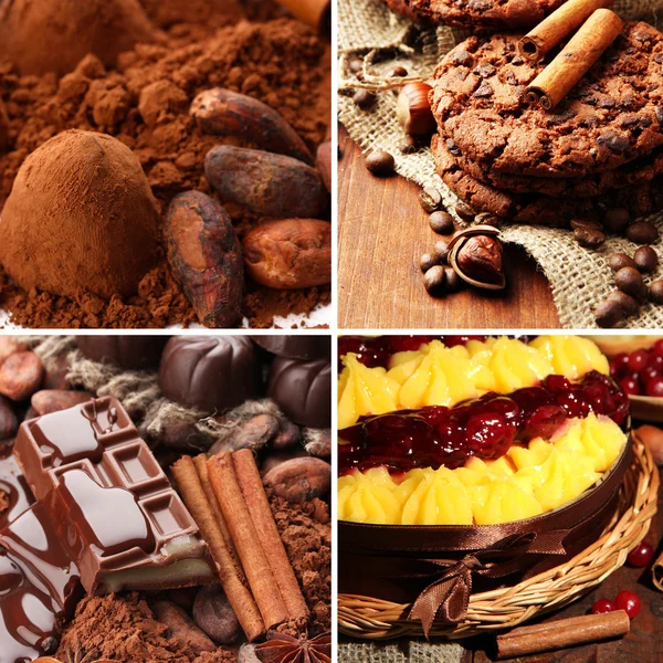 Läckra desserter collage — Stockfoto