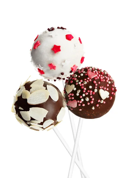 Sweet cake pops isolated on white — Stock Photo, Image