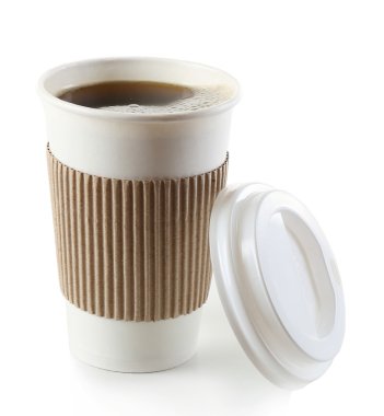 kağıt bardak kahve üzerine beyaz izole