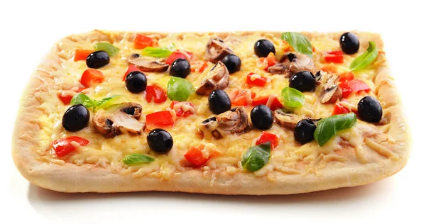 Beyaz izole lezzetli ev yapımı pizza — Stok fotoğraf