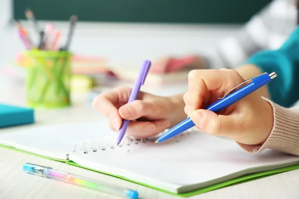 Hands of students at school — Stock Photo, Image