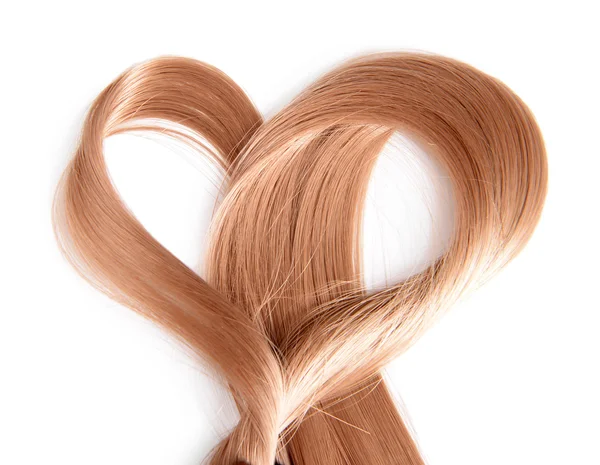 Coração de cabelo, isolado em branco — Fotografia de Stock