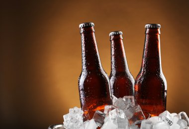 Cam şişe bira buz küpleri