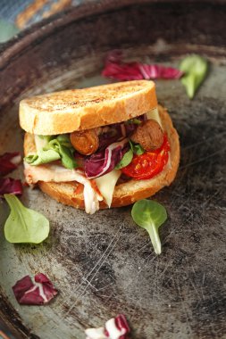 Eski Pan, lezzetli sandviç yakın çekim