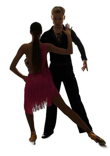 Paar van de professionele kunstenaars dansen — Stockfoto