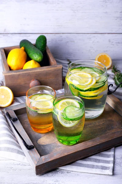 Water with lemon and cucumber — Stock Photo, Image