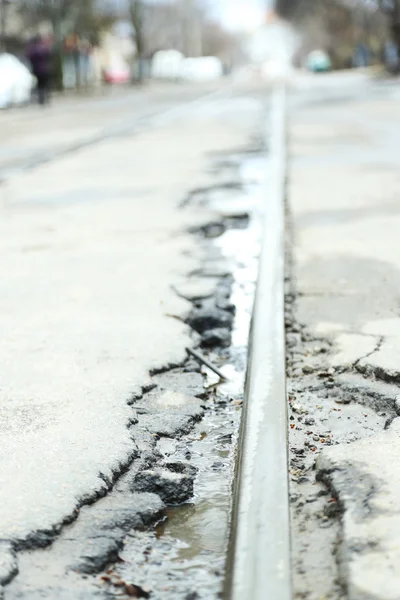 Broken asphalt road — Stock Photo, Image