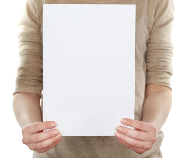 Hands holding blank card — Stock Photo, Image