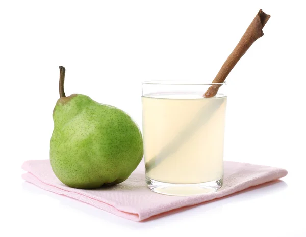 Pear juice with fresh fruit and cinnamon — Stock Photo, Image